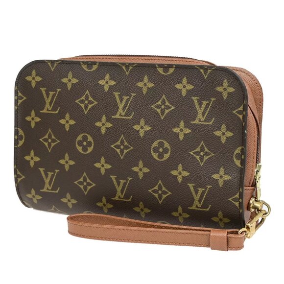 LOUIS VUITTON Orsay Clutch Hand Bag Monogram Leather Brown France - Picture 4 of 8